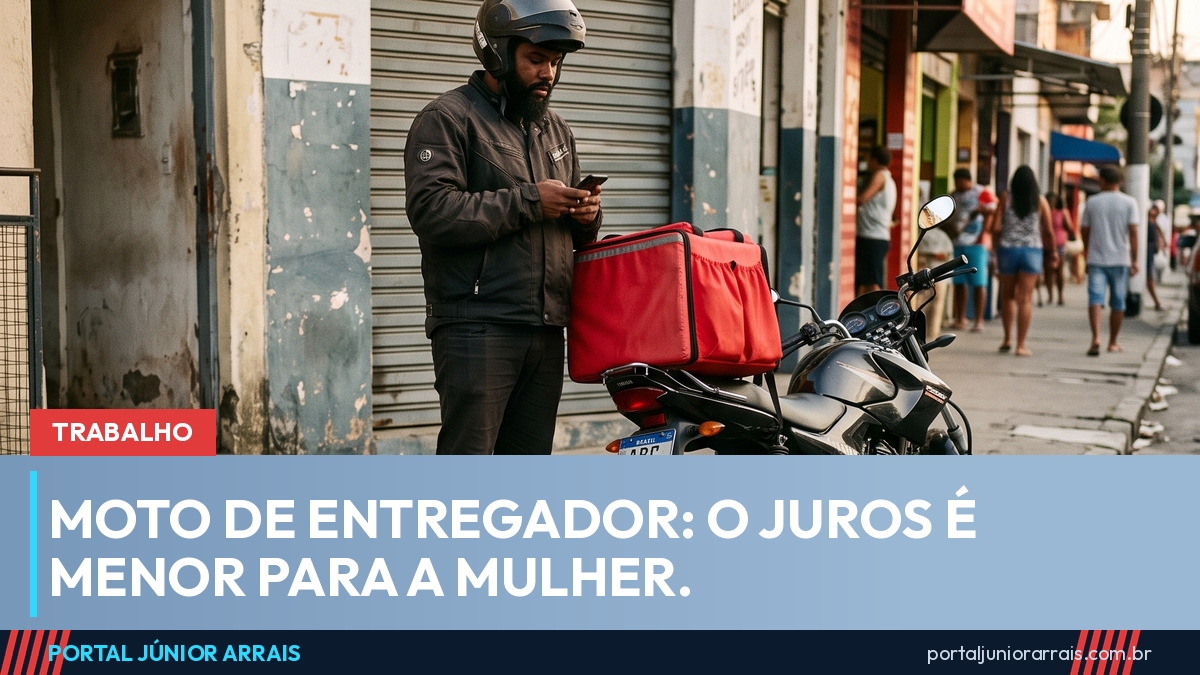 Crédito para moto de entregador de app: juros de 11,5% para mulher e 12,5% para homem