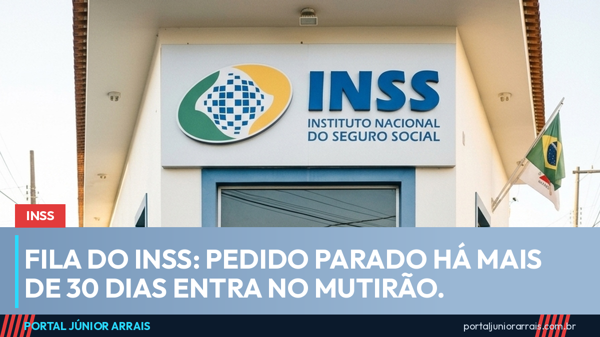 Fachada de agência do INSS em cidade do interior, com rampa de acesso e duas pessoas entrando