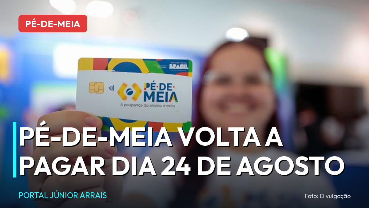 Estudante segura o cartão do programa Pé-de-Meia. Foto: Divulgação
